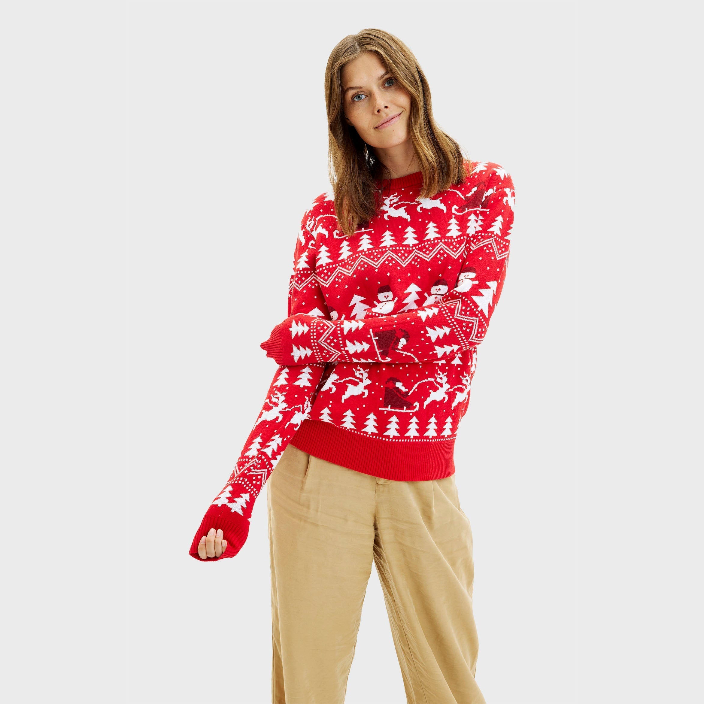 The Stylish Red Christmas Sweater β Women